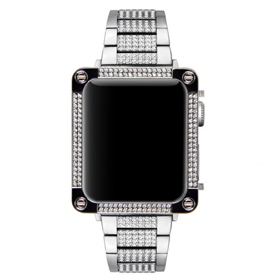 Square Diamond Watch Bezel Birthday Gift Watch Case Protector Protective Cover Compatible For Apple Watch Series 38mm 40mm 42mm 44mm