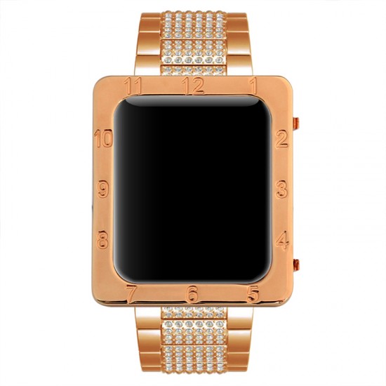 Square Engraved Digital Watch Frame Protective Case Smart Watch Protector Cover For Apple Watch Series 38mm 40mm 42mm 44mm