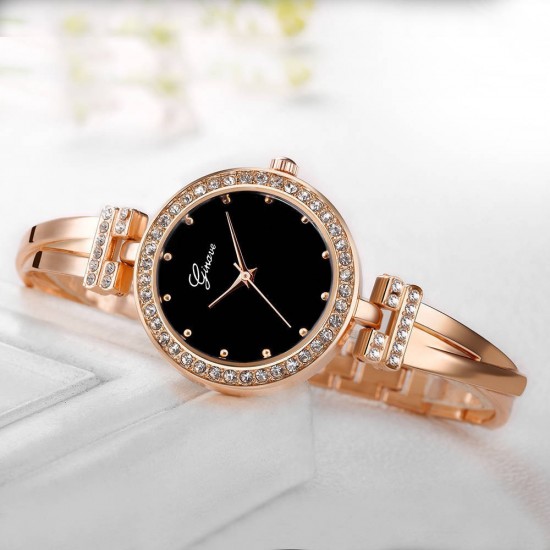 Women's Premium Crystal Accented Bangle Watch and 3pcs Bracelet Set