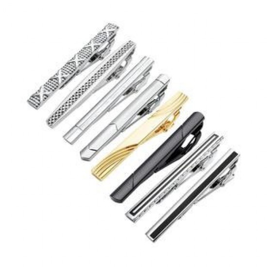 8pcs Tie Clips for Men Tie Bar Clip Set for Regular Ties Necktie Tie Bar Clips Suitable for Wedding Anniversary Business Father’s Day Gift With Box