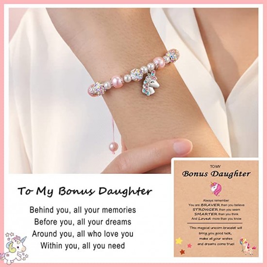 Kindergarten/Preschool/5th Graduation Gifts Unicorn Bracelet for Daughter/Granddaughter/Niece Adjustable Length from 4-10 inches