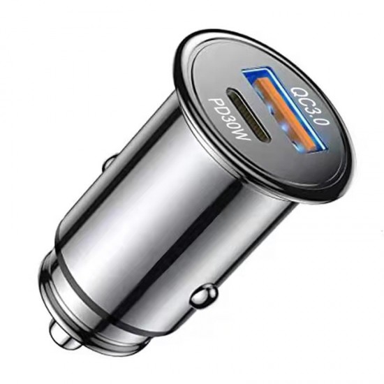 USB C Car Charger 48W iPhone Car Charger Adapter Mini Metal USB Car Charger Port PD30W&QC3.0 Car Phone Charger Fast Charging for iPhone 14 Pro Max Plus 13 12 Samsung S23/22/21 Pixel