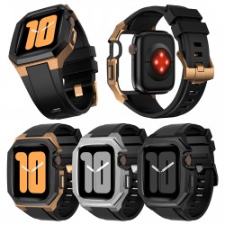 Stainless Steel Watch Case With Rubber Band for Apple Watch Series 4/5/6/7/8/SE/Ultra 44mm 45mm 49mm Stainless Steel Watch Case With Rubber Band for Apple Watch Series 4/5/6/7/8/SE/Ultra 44mm 45mm 49mm