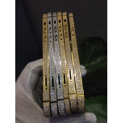 24k Gold Plated Middle Frame With Diamond Crystal For Iphone 12 Pro/12 pro max  Replacement Housing 