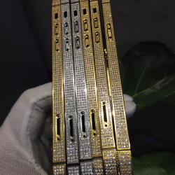 24k Gold Plated Middle Frame With Diamond Crystal For Iphone 12 Pro/12 pro max  Replacement Housing 