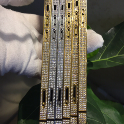 24k Gold Plated Middle Frame With Diamond Crystal For Iphone 12 Pro/12 pro max  Replacement Housing 