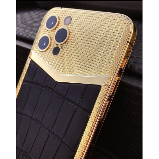 Custom Design Gold Housing for iPhone 12 pro Battery Cover Replacement Case Plated 24kt Gold CNC Engraved