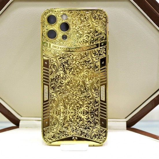 Cell Phone Replacement Housing 24k Gold Plated Customized Design for iPhone 12 Pro/iPhone 12 Pro Max