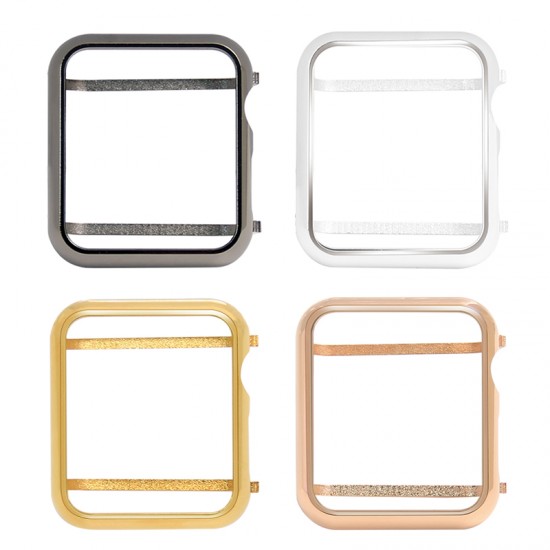 Bright Gold Plated Metal Frame Protective Case Compatible For Smart Watch Series 4/5 40mm 44mm (Gold,Rose gold,Silver,Black)