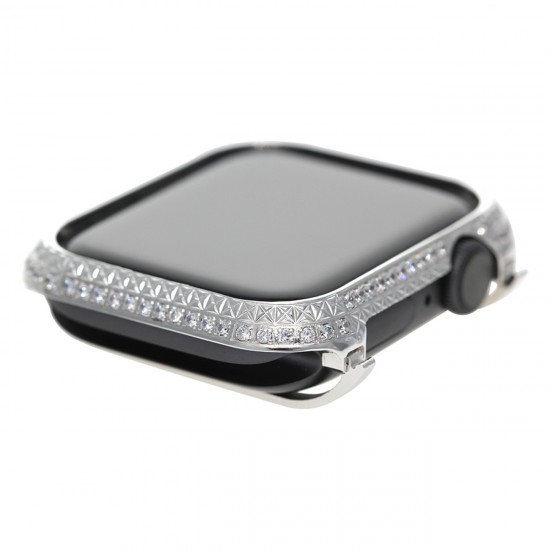 Callancity Rhinestone Crystal Diamond Bezel case Platinum Bling Exquisite Handcraft Encrusted Cover Compatible Apple Watch Series 6 5 4