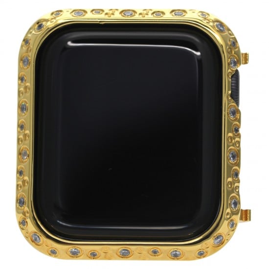 Watch Case for Apple Watch 44mm Studded with Shiny Rhinestone Crystal Diamond Stainless Steel Bezel Protective Cover Protector Embossed with Metal Design for iWatch Series 6 5 4