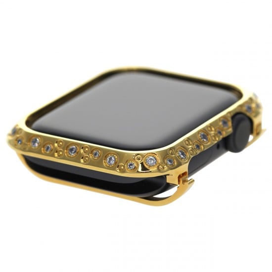 Watch Case for Apple Watch 44mm Studded with Shiny Rhinestone Crystal Diamond Stainless Steel Bezel Protective Cover Protector Embossed with Metal Design for iWatch Series 6 5 4