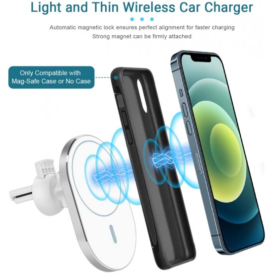 Magnetic Car Air Vent Mount Wireless Charger Phone Holder Compatible with iPhone 12 Series 15W Fast Charging Automatic Clamping 10W/7.5W/5W Design for iPhone 12 iPhone 12 Pro Max Magnetic Car Air Vent Mount Wireless Charger Phone Holder Compatible with iPhone 12 Series 15W Fast Charging Automatic Clamping 10W/7.5W/5W Design for iPhone 12 iPhone 12 Pro Max