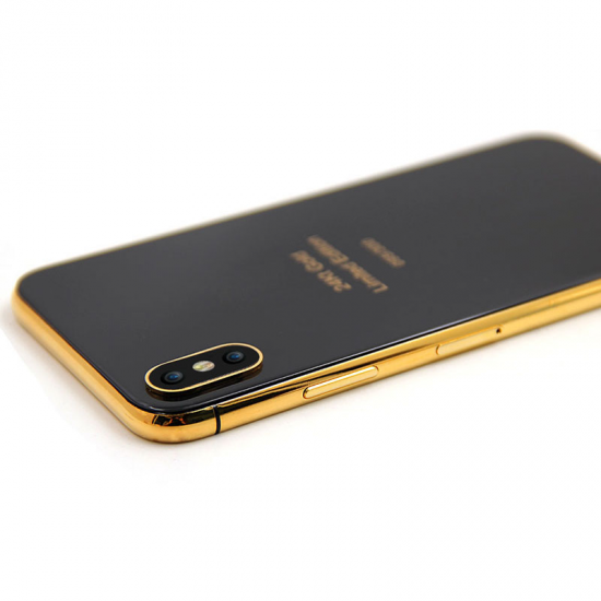 Custom 24kt gold for iPhone x housing wireless charger black back glass