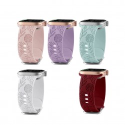 Flower Engraved Silicone Band Compatible with Apple Watch Bands 38mm 40mm 41mm 42mm 44mm 45mm 49mm,Soft Sport Strap Replacement Wristbands for iWatch Ultra Series 8 7/SE/6/5/4/3/2/1