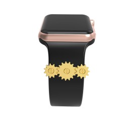 Apple Watch Unique Gearwheel Design Metal Decorative Rings Loops Valentine's Day Gift Compatible For Smart Watch Silicone Strap Band 38mm 40mm 42mm 44mm Apple Watch Unique Gearwheel Design Metal Decorative Rings Loops Valentine's Day Gift Compatible For Smart Watch Silicone Strap Band 38mm 40mm 42mm 44mm
