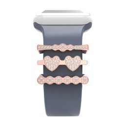 Valentine's Day Gift 3Pcs/Sets Watch Band Charms Ornament Zircon Diamond Metal Decorative Rings Loops Compatible For Smart Watch Band Series 5/4/3/2/1 38mm 40mm 42mm 44mm  Valentine's Day Gift 3Pcs/Sets Watch Band Charms Ornament Zircon Diamond Metal Decorative Rings Loops Compatible For Smart Watch Band Series 5/4/3/2/1 38mm 40mm 42mm 44mm