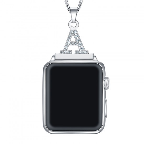 2 in 1 Alphabet Letter A-Z Necklace Pendant Connector for Apple Watch Series 6/SE/5/4/3