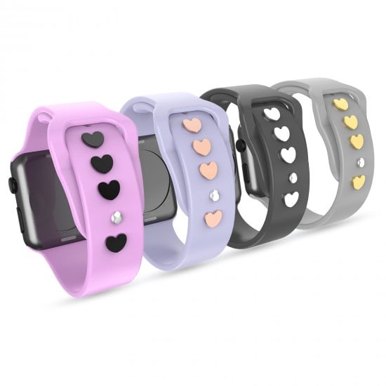 Watch Band Heart Studs Charms for Apple Watch Series SE/6/5/4