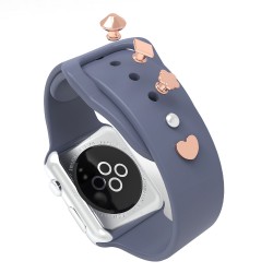 Unique Imagination Metal Decorative Rings Loops Valentine's Day Gift Watch Band Charms Compatible for Apple Watch Silicone Strap Band Series Se/6/5/4/3 Unique Imagination Metal Decorative Rings Loops Valentine's Day Gift Watch Band Charms Compatible for Apple Watch Silicone Strap Band Series Se/6/5/4/3