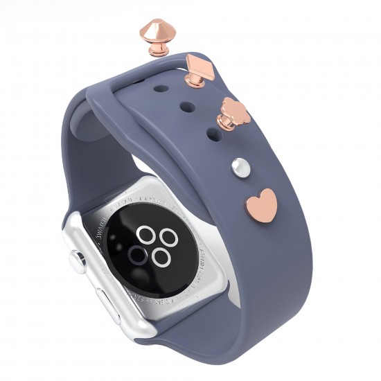 Decoration for strap for Apple watch band for 20/23mm watch band Decorative  Charms ring Diamond Jewelry for iWatch for samsung watch Bracelet leather  silicone Strap Accessories - 1moon heart 